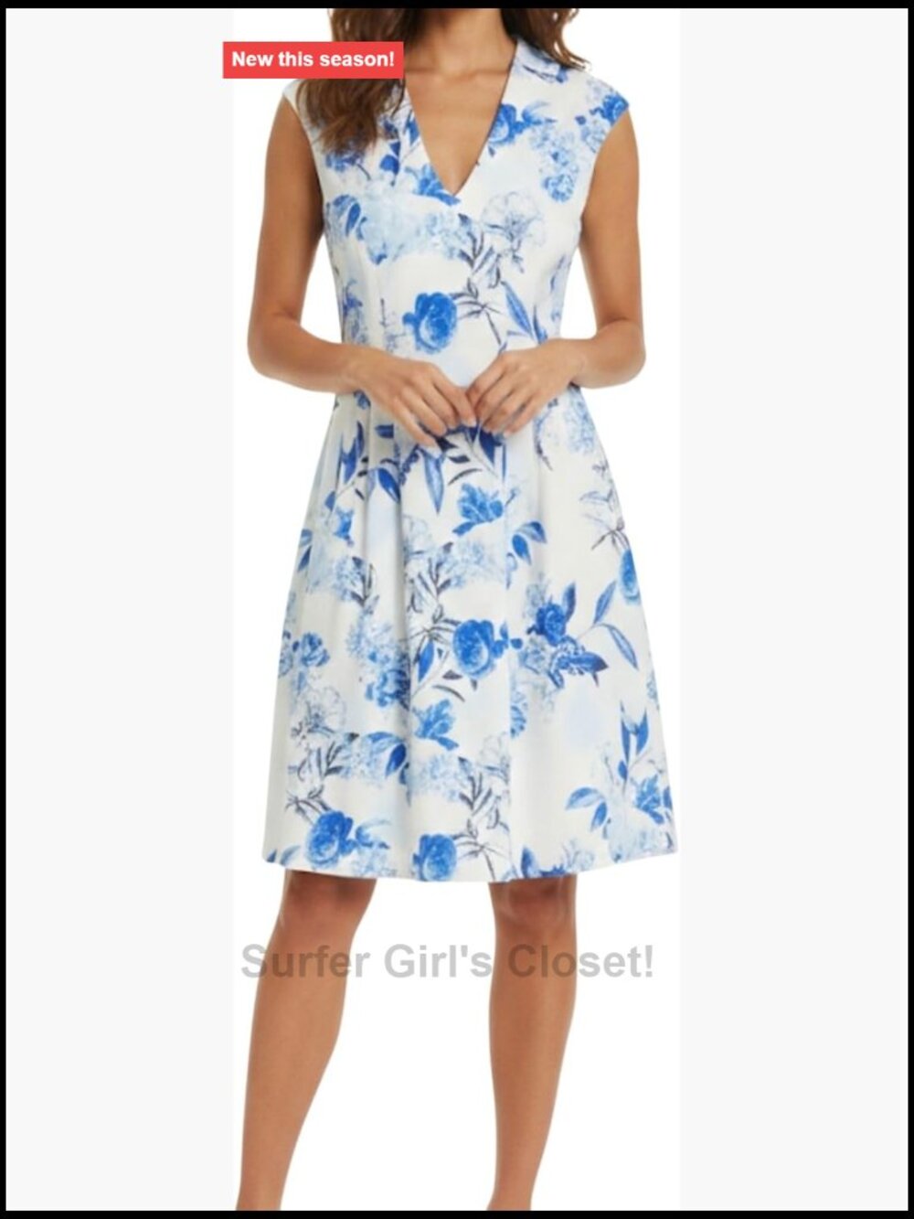 Vince Camuto Cap Sleeve V-Neck Mini Dress Floral Casual